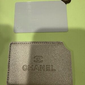 New CHANEL gwp gold  Textured Card Holder / mirror case